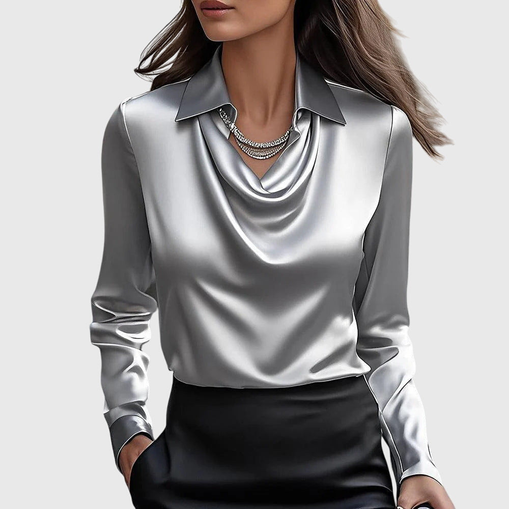 Freya | Satin Drape Collar Blouse