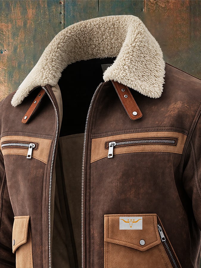 Jack  | Brown Suede Bomber Jacket With Warm Sherpa Collar