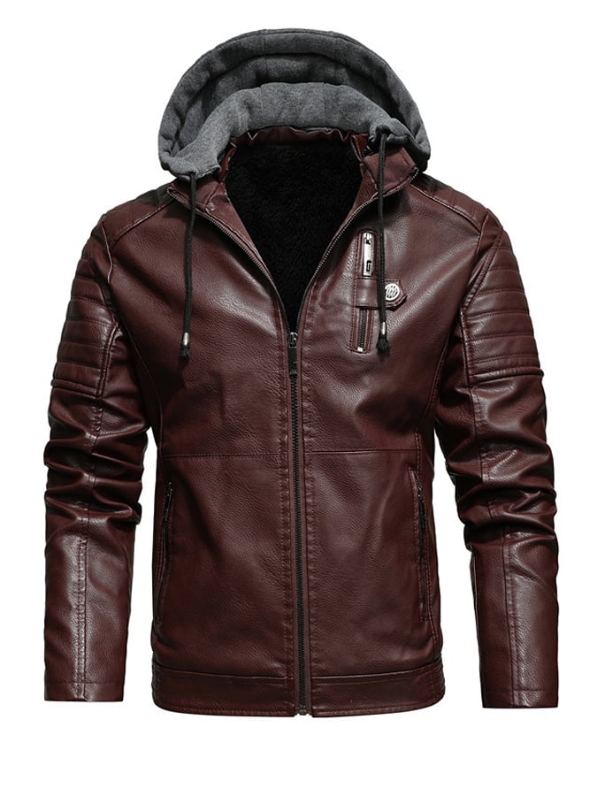Micah | Zip-Up Leather-Effect Jacket With Lined Hood