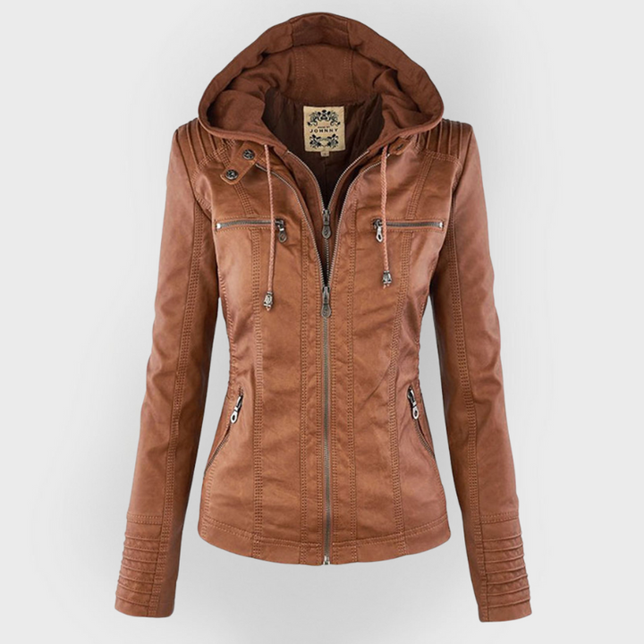 Patty | Modern Leather Jacket with Hood