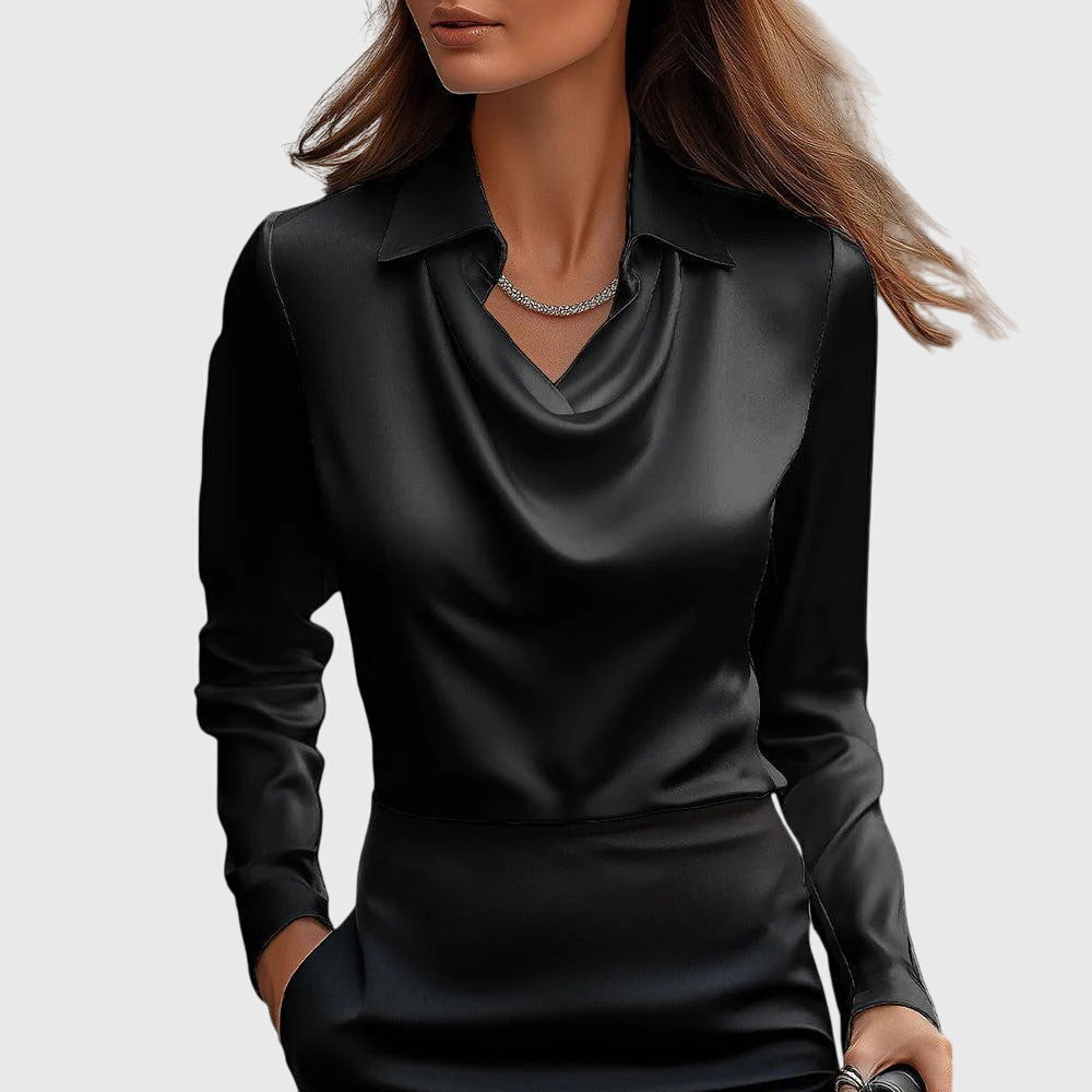 Freya | Satin Drape Collar Blouse