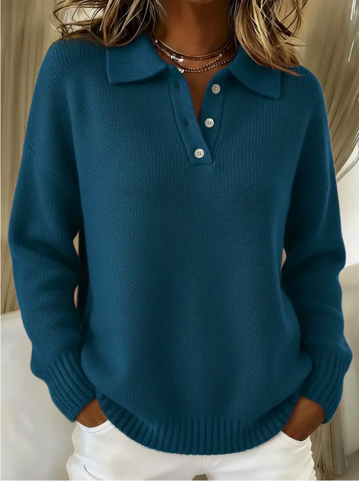 Edith | Soft Knit Polo Sweater