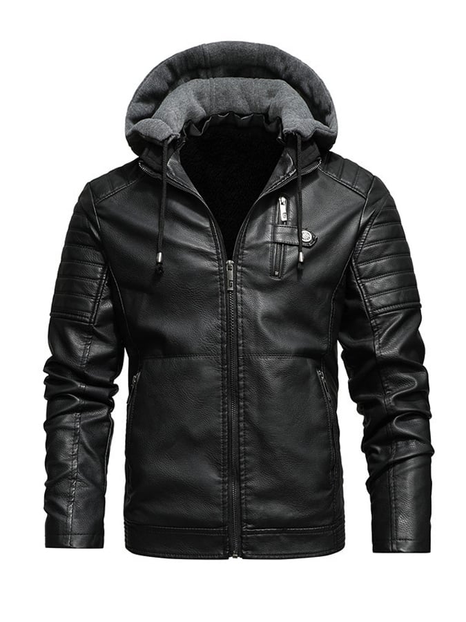 Micah | Zip-Up Leather-Effect Jacket With Lined Hood