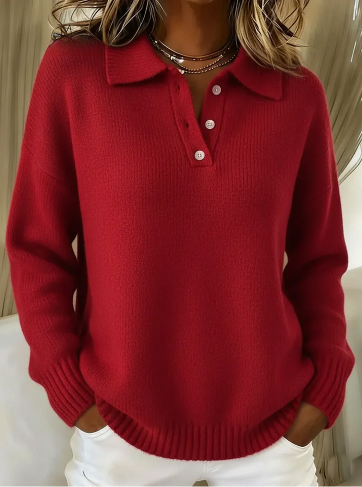 Edith | Soft Knit Polo Sweater