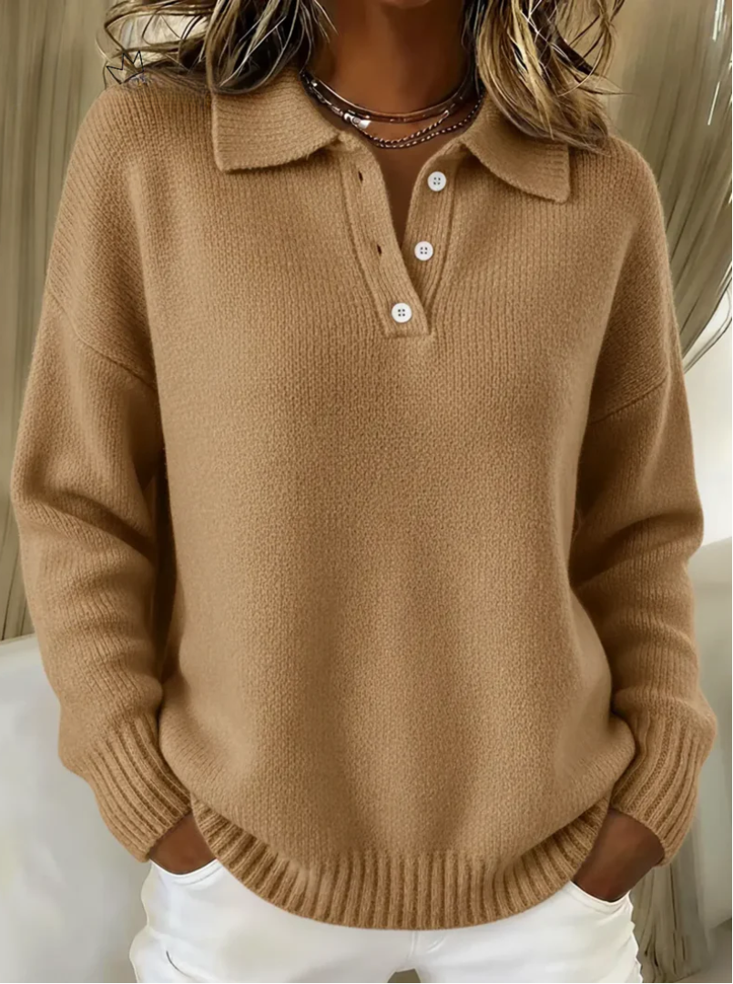 Edith | Soft Knit Polo Sweater
