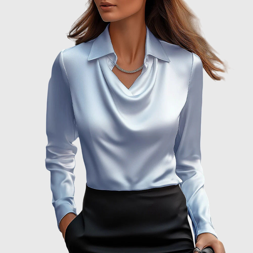 Freya | Satin Drape Collar Blouse