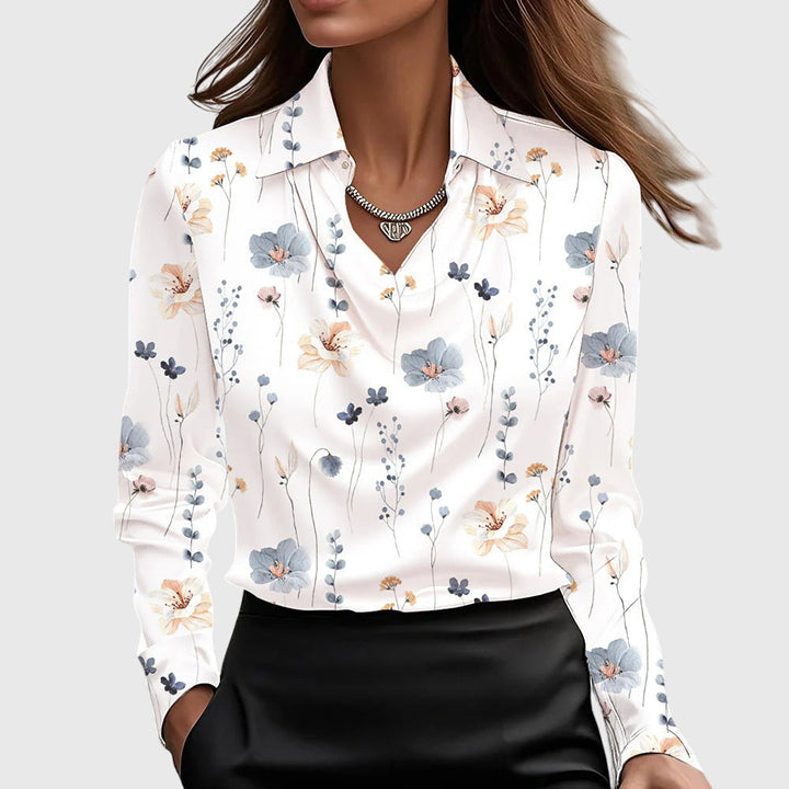 Freya | Satin Drape Collar Blouse