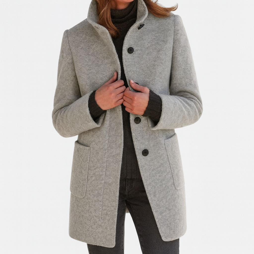 Olivia | High Collar Jacket in Wool Blend