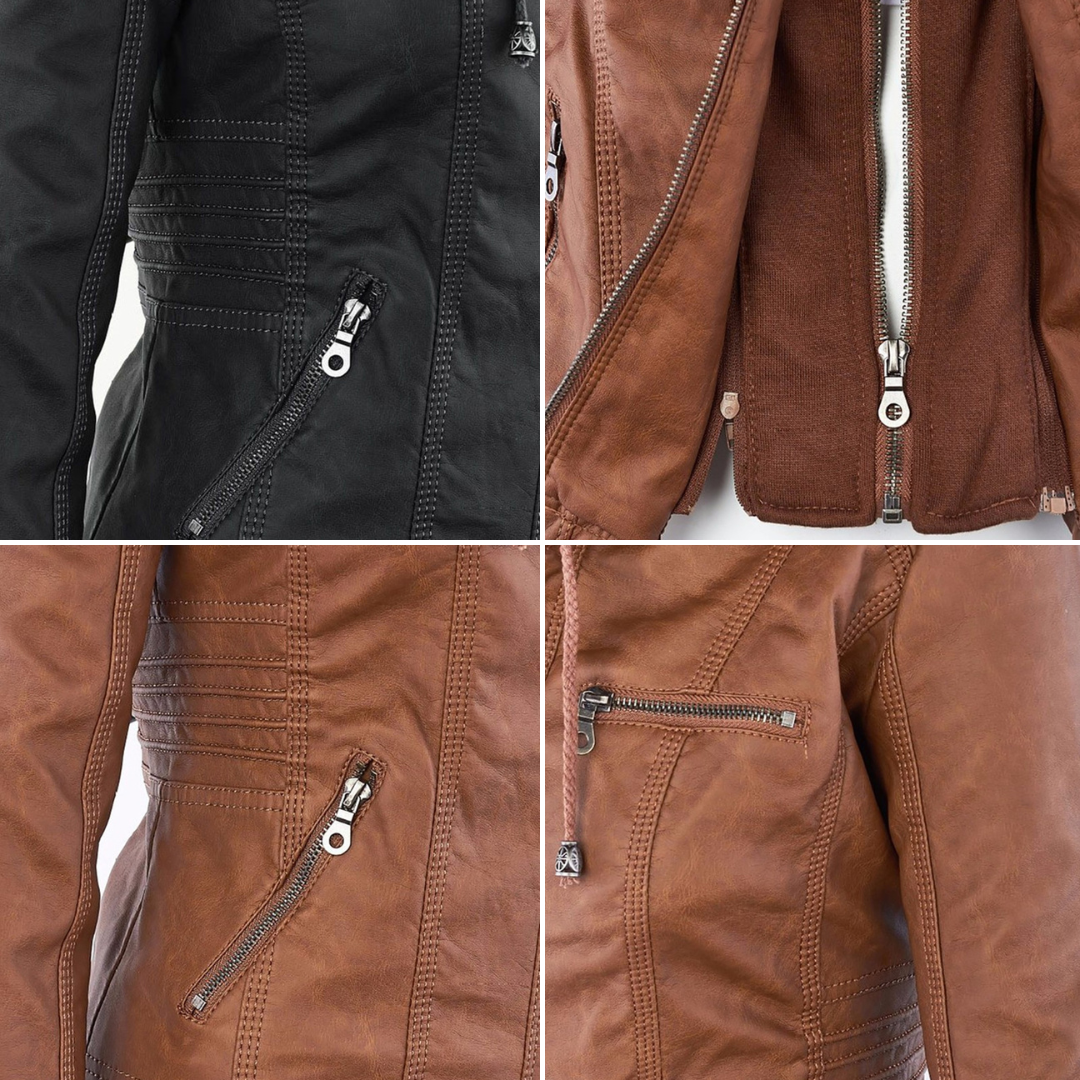 Patty | Modern Leather Jacket with Hood