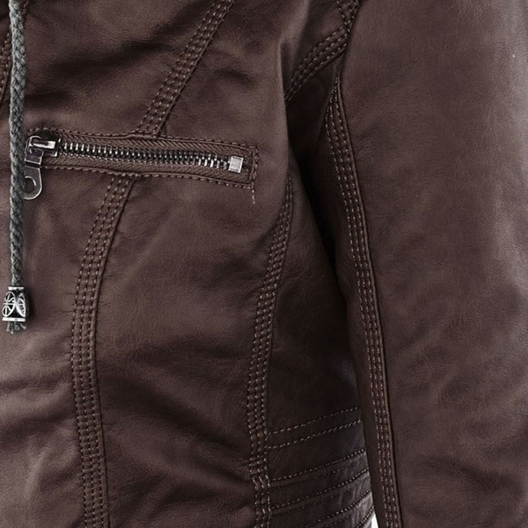 Patty | Modern Leather Jacket with Hood