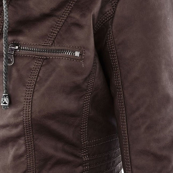 Patty | Modern Leather Jacket with Hood
