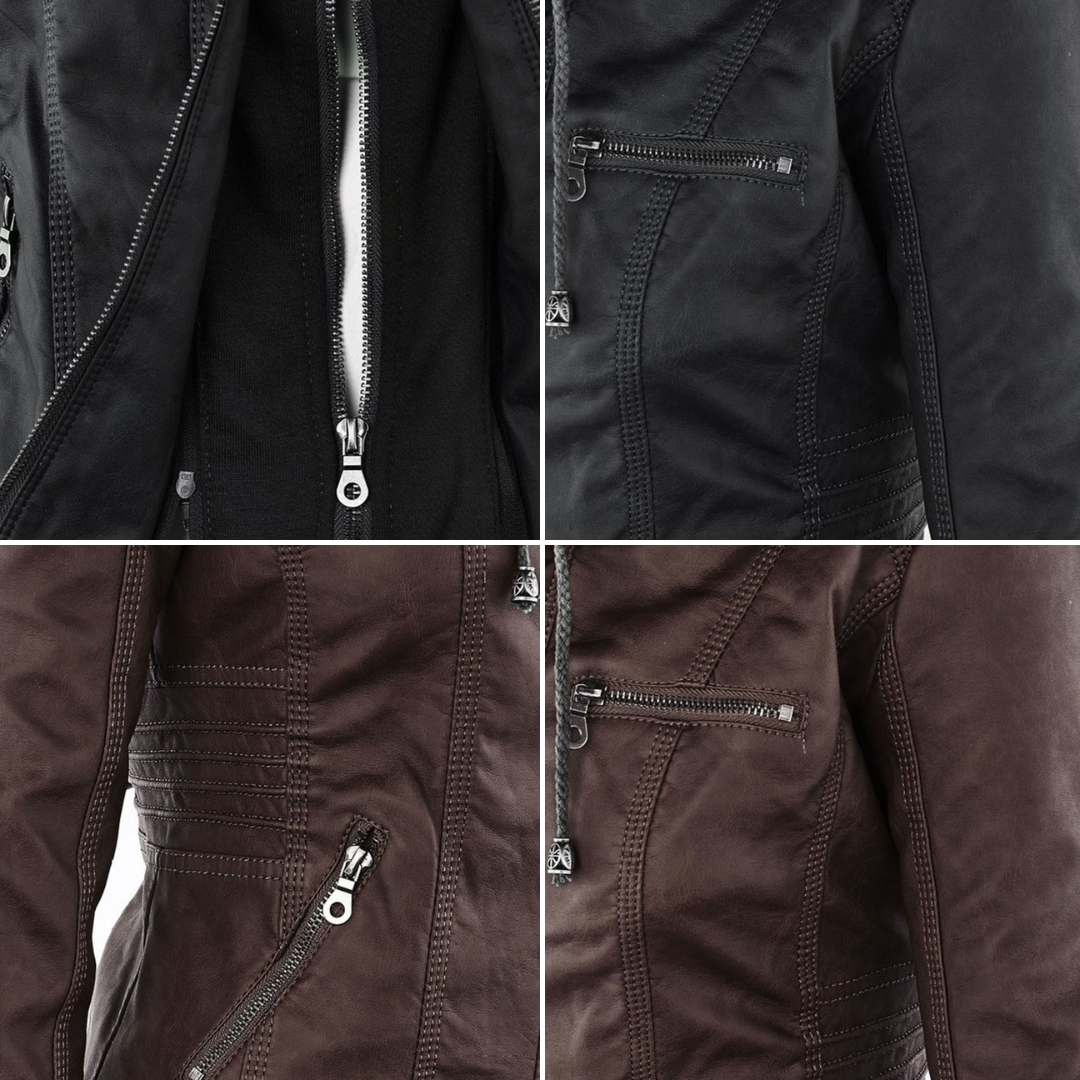 Patty | Modern Leather Jacket with Hood