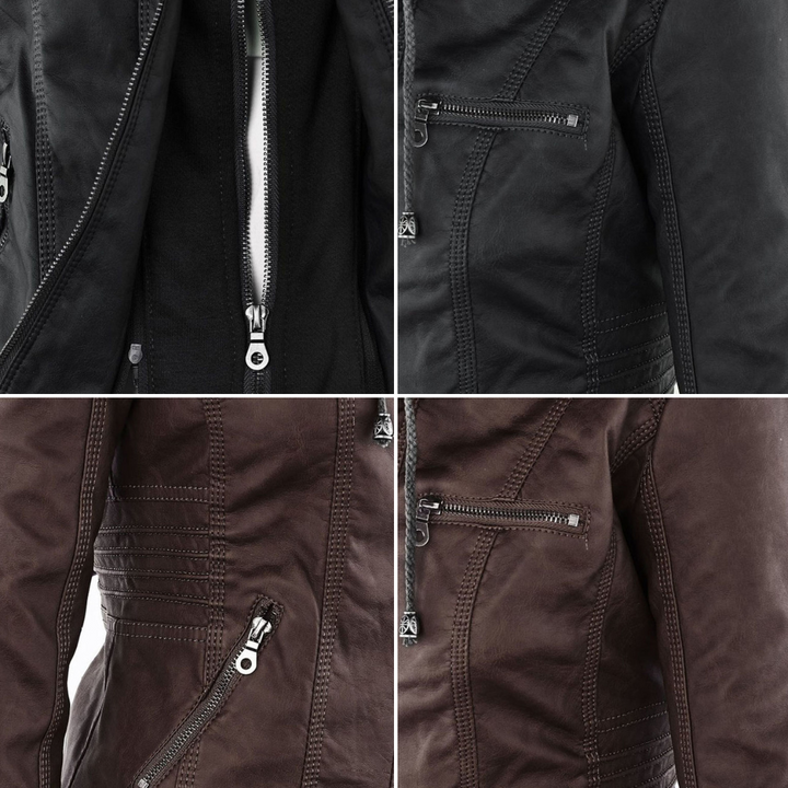 Patty | Modern Leather Jacket with Hood