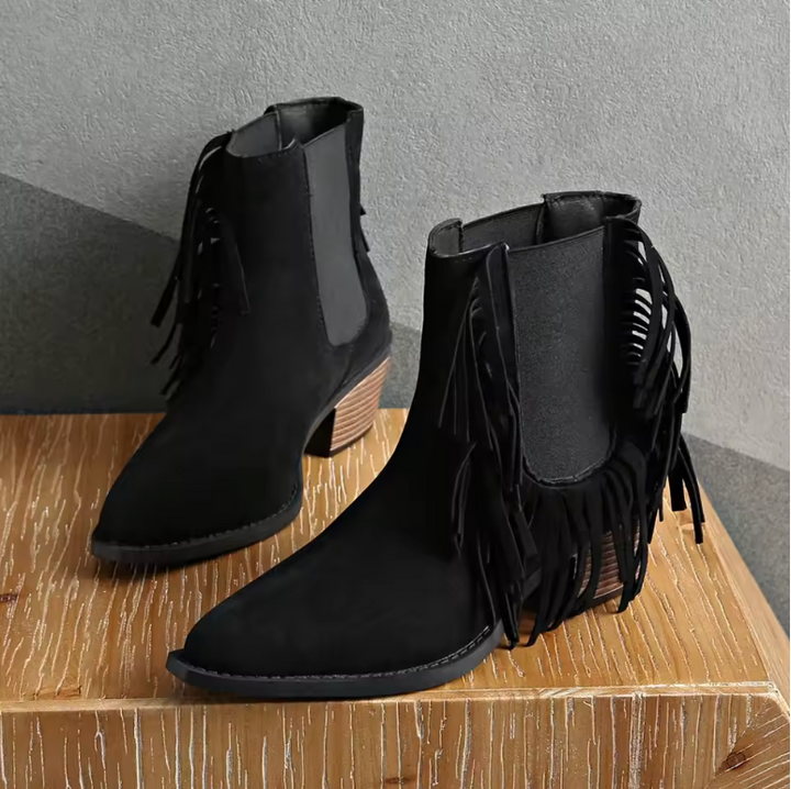 Zora | Luxury Fringe Ankle Boots