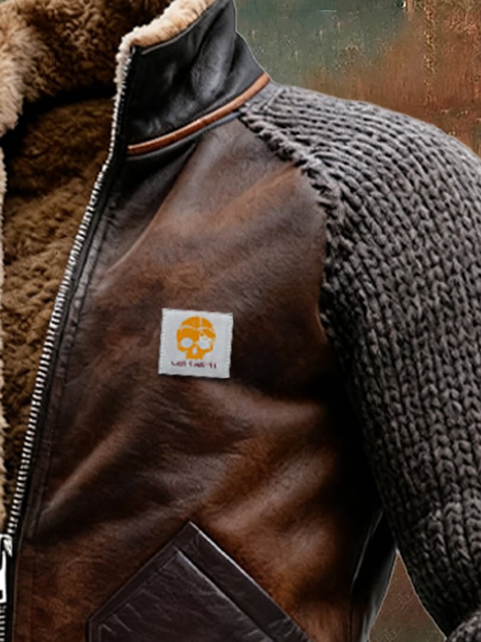 Hunter | Leather And Knit Jacket With Warm Sherpa Lining