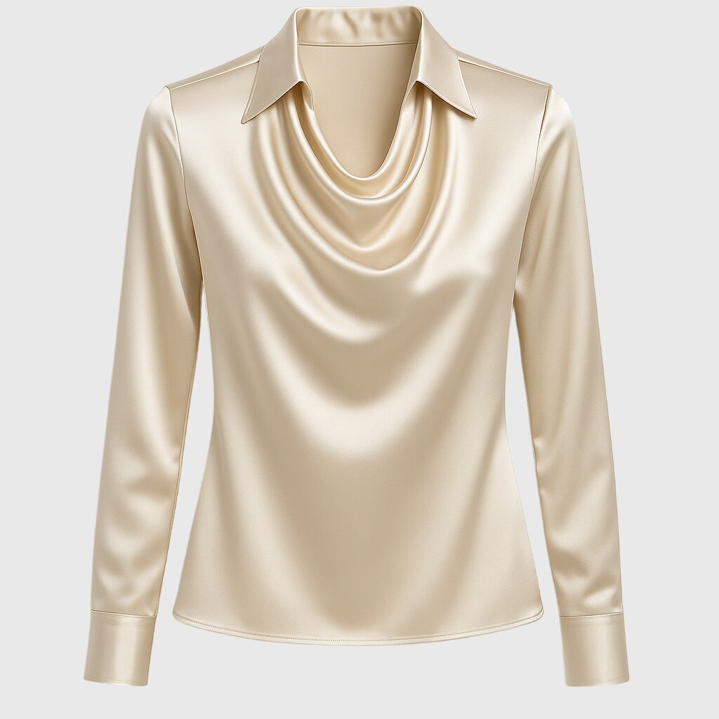 Freya | Satin Drape Collar Blouse