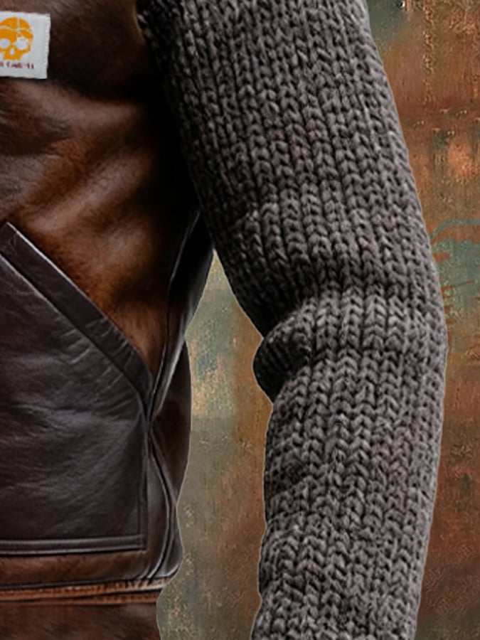 Hunter | Leather And Knit Jacket With Warm Sherpa Lining