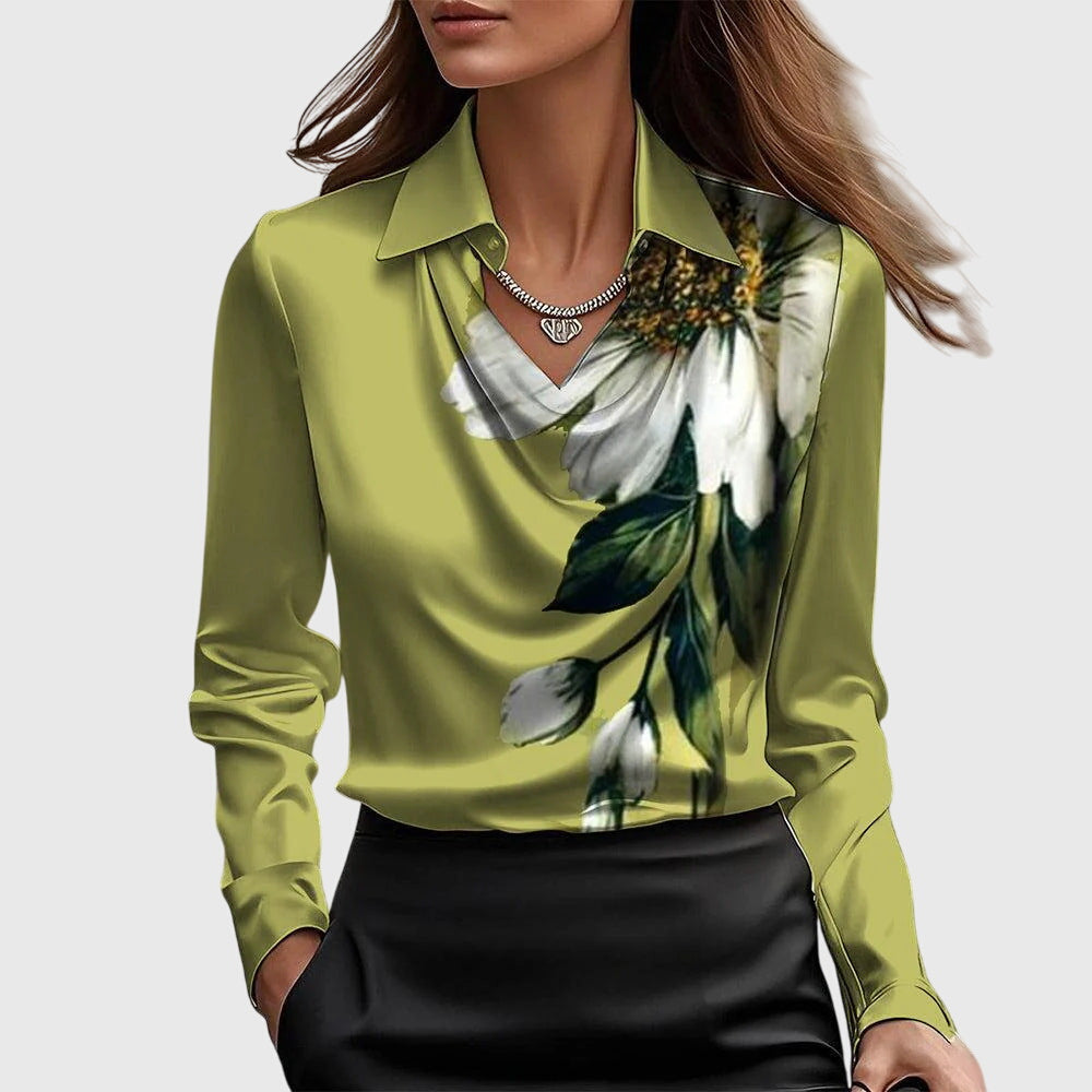 Freya | Satin Drape Collar Blouse