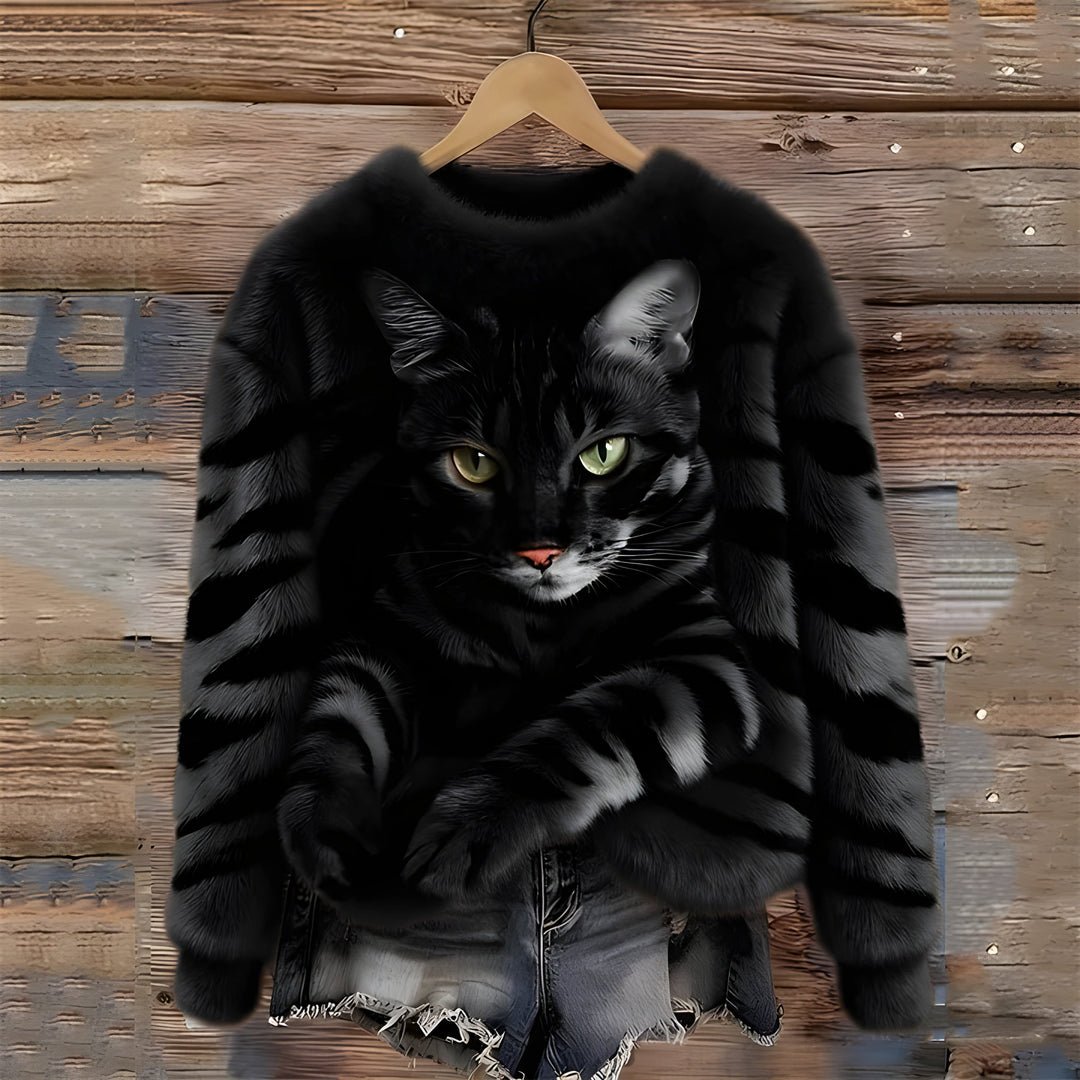 Sanne | Sweater With Cat Print